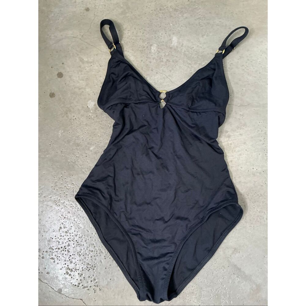 Melissa Obadash Plunge One Piece Swimsuit | Black in 8